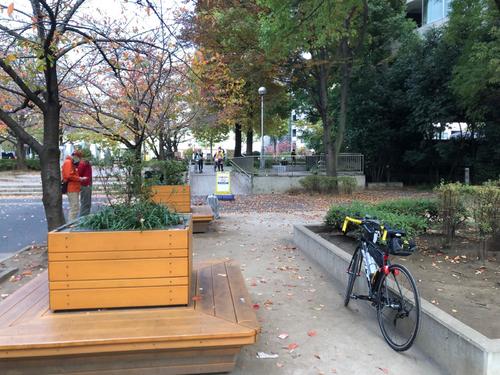 スタート地点の中央区立桜川公園