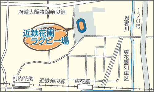 花園ラグビー場へのアクセス図