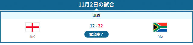イングランド対南アフリカ　決勝
